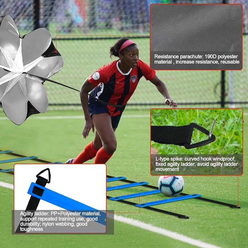 Supvision 24Pcs Soccer Agility Training Equipment Set Ultimate Agility Poles Cones Ladder More for Quick Assembly and Easy Portability Suitable for All Skill Levels Enhance Speed Agility Training - Image 4